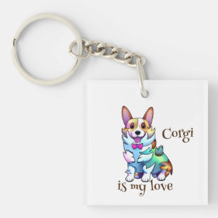 Cute Orange corgi for a positive mood Key Ring