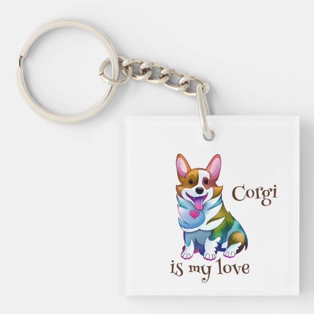 Cute Orange corgi for  a positive mood  Key Ring (Front)