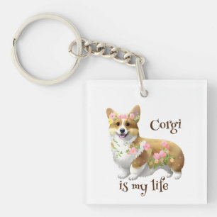 Cute Orange corgi for a positive mood Key Ring