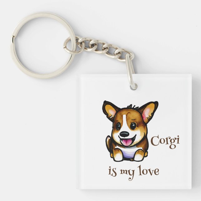 Cute Orange corgi for  a positive mood  Key Ring (Front)
