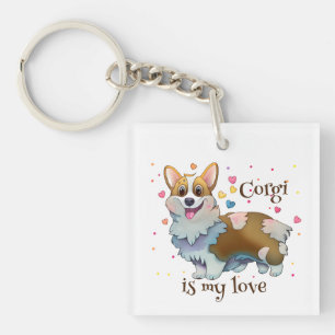 Cute Orange corgi for  a positive mood  Key Ring