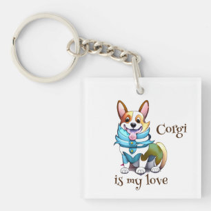 Cute Orange corgi for  a positive mood  Key Ring