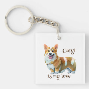 Cute Orange corgi for a positive mood Key Ring