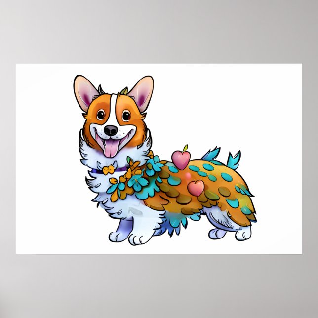 Cute Orange corgi for  a positive mood  Poster (Front)