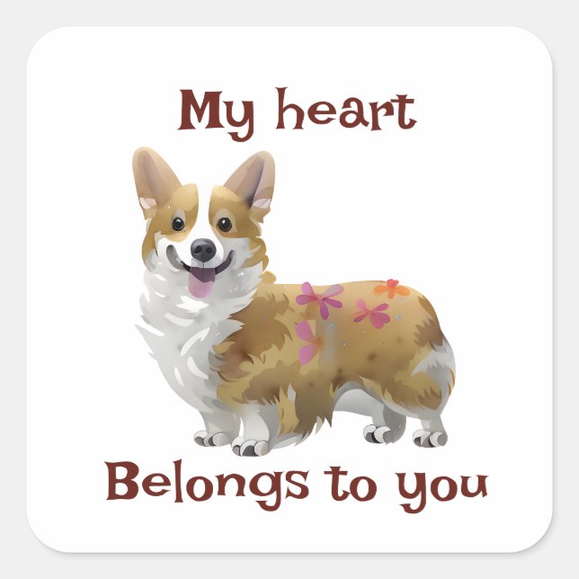 Cute Orange corgi for a positive mood Square Sticker (Front)