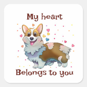 Cute Orange corgi for a positive mood Square Sticker
