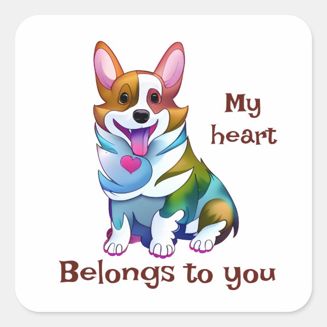 Cute Orange corgi for a positive mood Square Sticker (Front)