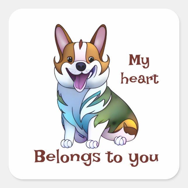 Cute Orange corgi for a positive mood Square Sticker (Front)