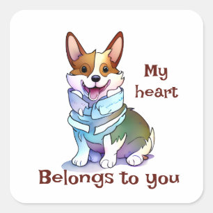 Cute Orange corgi for a positive mood Square Sticker
