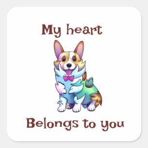 Cute Orange corgi for a positive mood Square Sticker