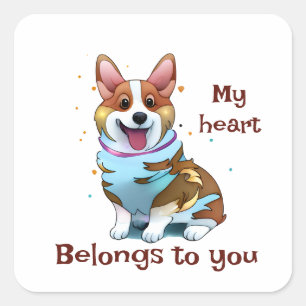 Cute Orange corgi for a positive mood Square Sticker