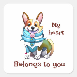 Cute Orange corgi for a positive mood Square Sticker