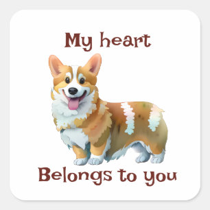 Cute Orange corgi for a positive mood Square Sticker
