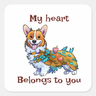 Cute Orange corgi for a positive mood Square Sticker
