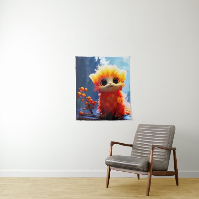 Cute Orange Creature Tapestry (In Situ)