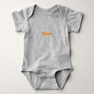 Cute orange custom name text monogram modern baby bodysuit