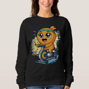 Cute Orange Cycling Exercise Bike Cartoon Workout Sweatshirt