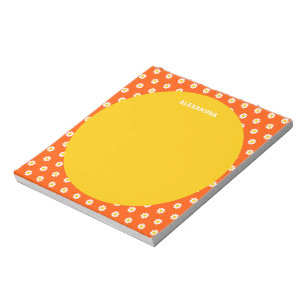 Cute Orange Daisy Bridal Shower Personalised Name  Notepad