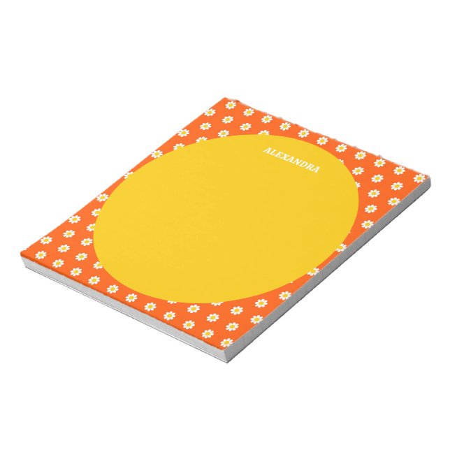 Cute Orange Daisy Bridal Shower Personalised Name  Notepad (Rotated)