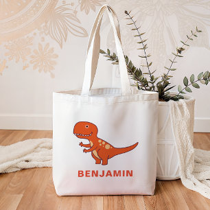 Cute Orange Dinosaur Kids Tote Bag