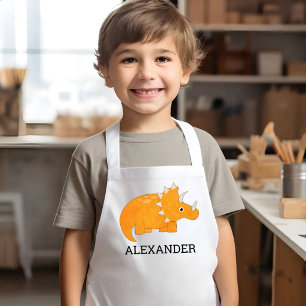 Cute Orange Dinosaur Personalised Kids Apron