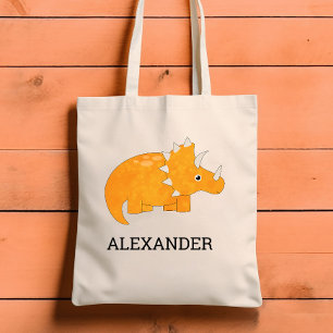 Cute Orange Dinosaur Personalised Tote Bag