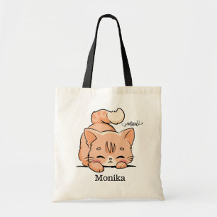 Cute Orange Doddle Cat Lover Meow Monogram  Tote Bag