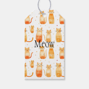 Cute Orange Dots and Cats Gift Tags