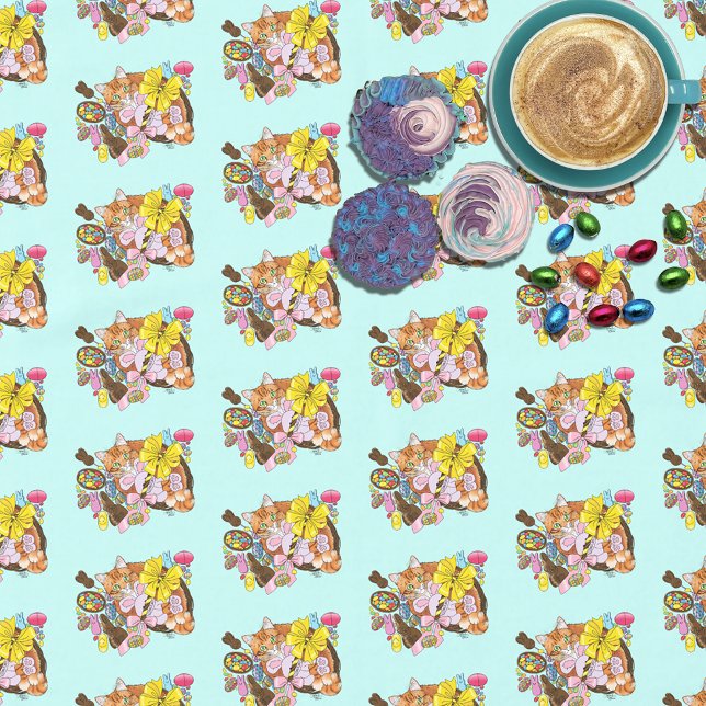 Cute Orange Easter Cat Tablecloth (Creator Uploaded)