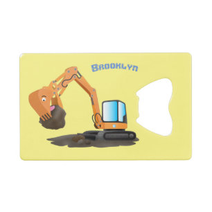 Cute orange excavator digger cartoon
