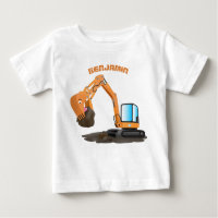 Cute orange excavator digger cartoon