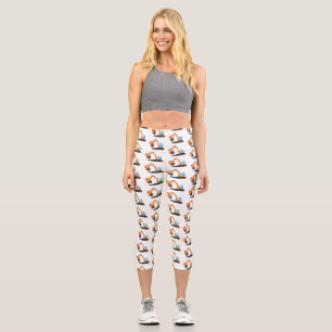 Cute orange excavator digger cartoon capri leggings