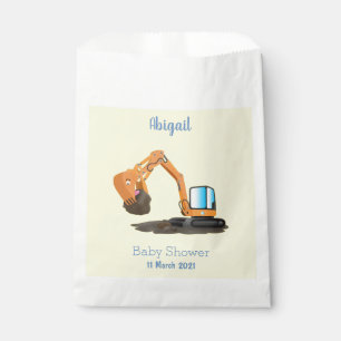 Cute orange excavator digger cartoon  favour bags