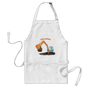 Cute orange excavator digger cartoon standard apron
