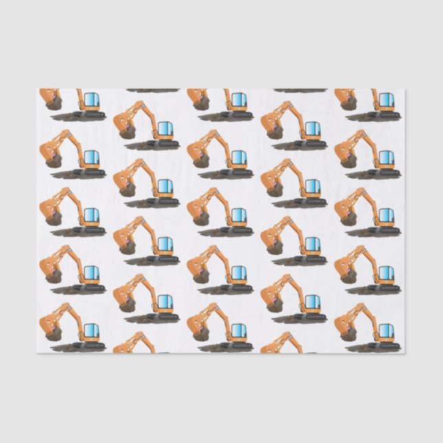 Cute orange excavator digger cartoon tissue paper (Front)