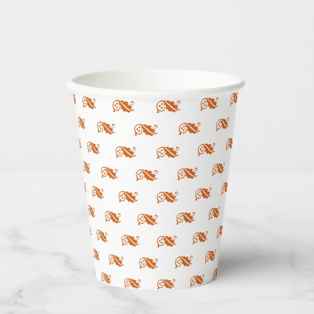 Cute orange fall leaves pattern Thanksgiving  Paper Cups (Front)