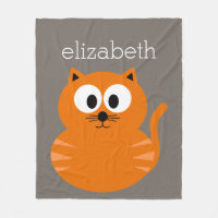 Cute Orange Fat Cat with Taupe Personalised
