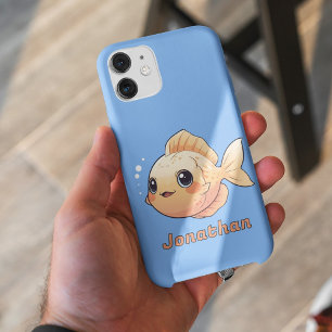 Cute Orange Fish Drawing in Cartoon Style iPhone 16 Case