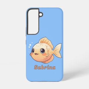 Cute Orange Fish Drawing in Cartoon Style Samsung Galaxy Case
