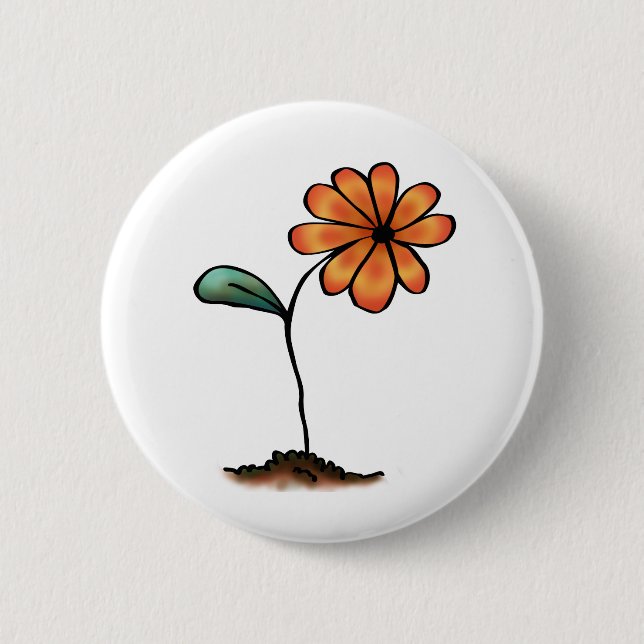 Cute Orange Flower 6 Cm Round Badge (Front)