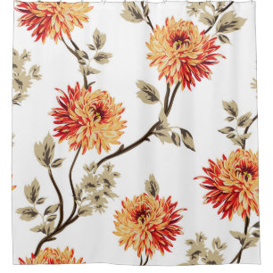 cute orange flowers with brown leaves pattern of w shower curtain