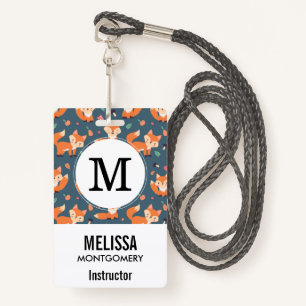 Cute Orange Fox Animal Pattern ID Badge