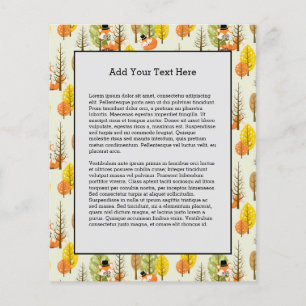 Cute Orange Fox Autumn Trees Forest Hipster Flyer