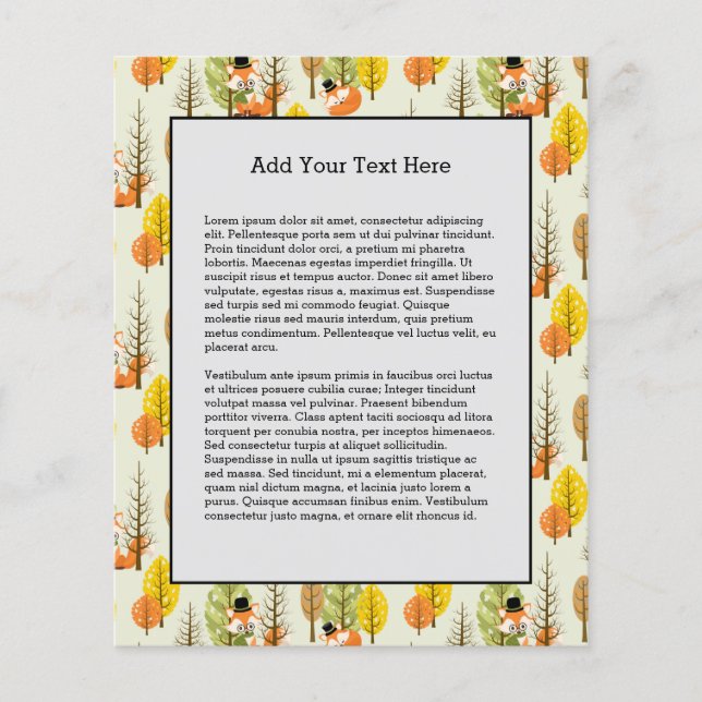 Cute Orange Fox Autumn Trees Forest Hipster Flyer (Front)