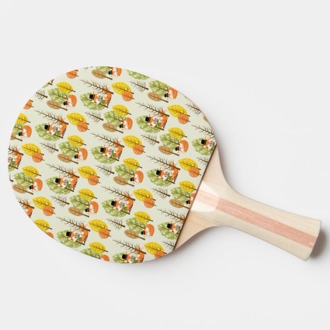 Cute Orange Fox Autumn Trees Forest Hipster Ping Pong Paddle (Side)