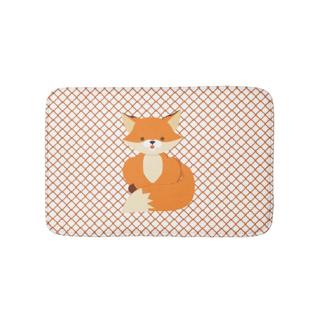 Cute Orange Fox Bath Mat (Front)