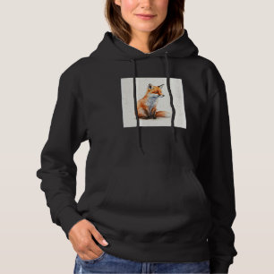 Cute Orange Fox Illustration Watercolor Women Men  Hoodie