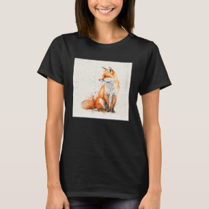 Cute Orange Fox Illustration Watercolor Women Men  T-Shirt