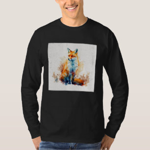 Cute Orange Fox Illustration Watercolor Women Men  T-Shirt