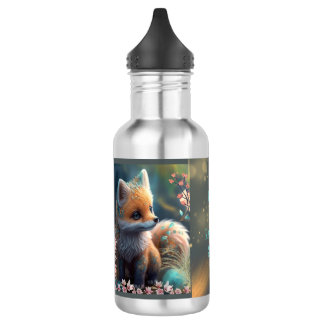 Cute Orange Fox Kids School Personalised 532 Ml Water Bottle